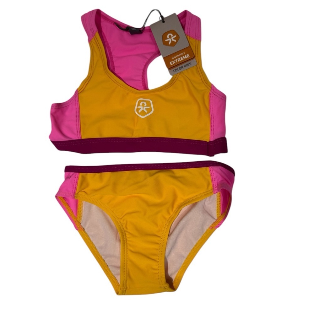 COLOR KIDS Colourblock Bikini in Pink and Yellow - size 3 - NWT